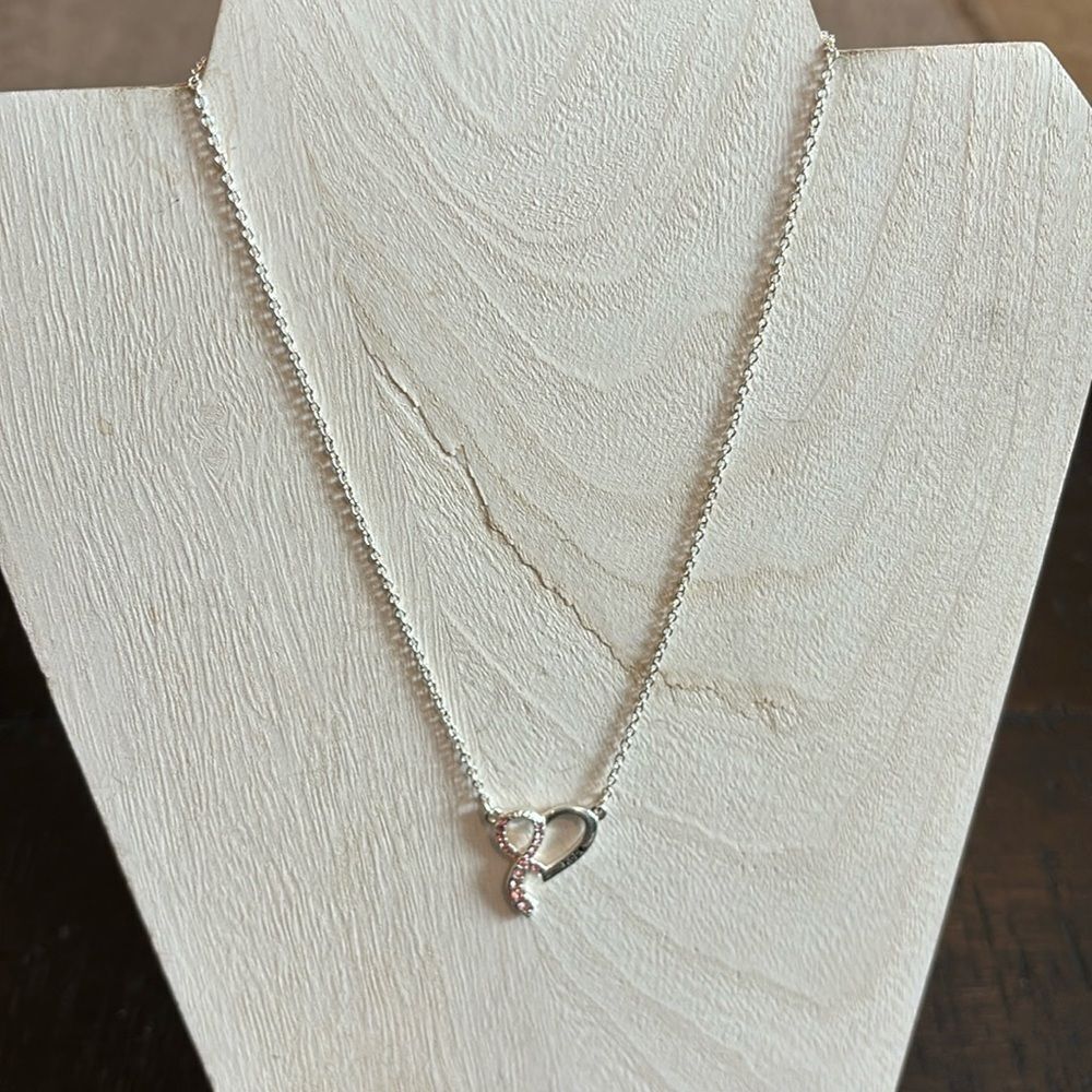 Avon Breast Cancer Crusade Heart Ribbon Hope Necklace & Rhinestone Bracelet NRQ